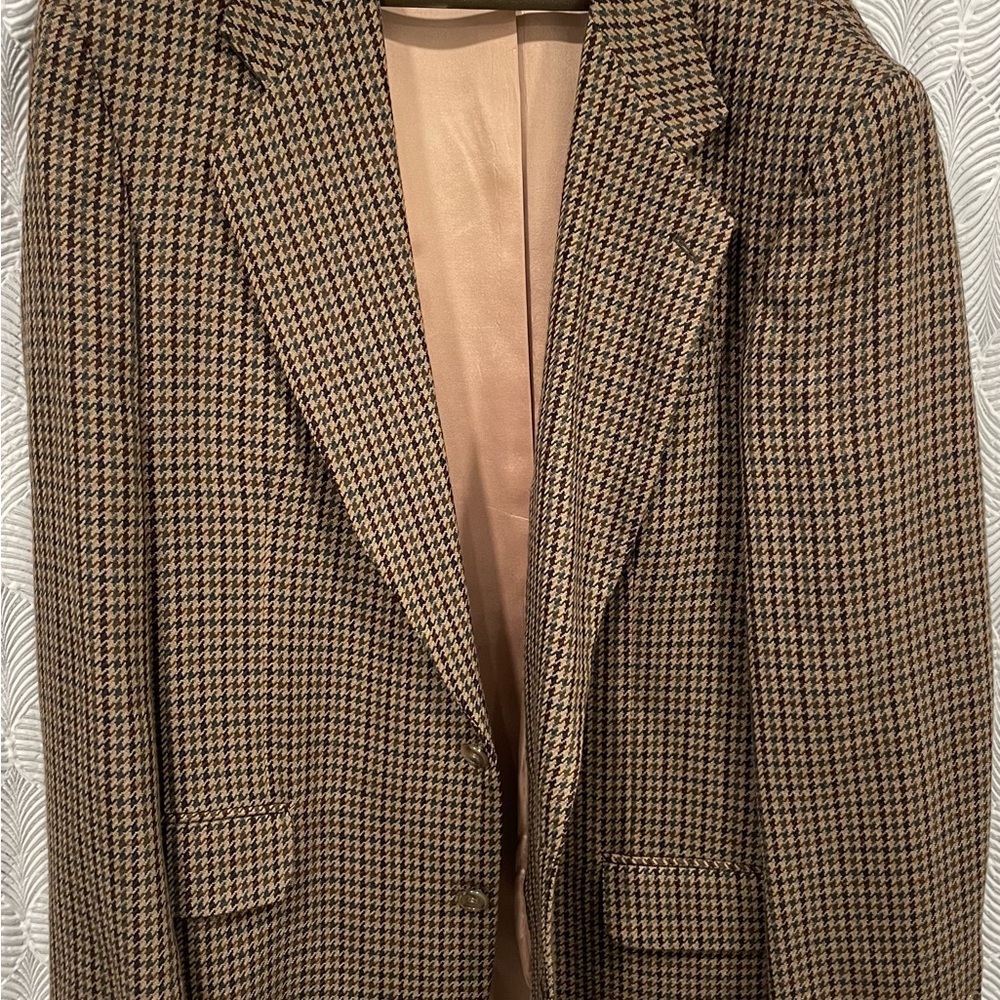 Oscar de la Renta Brown and Black Houndstooth Blazer